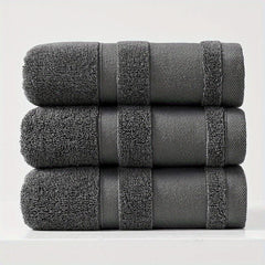 3pcs Soft Gray Hand Towel Set for Bathroom, Pool, Gym - 13x29.5in