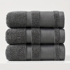 3pcs Soft Gray Hand Towel Set for Bathroom, Pool, Gym - 13x29.5in