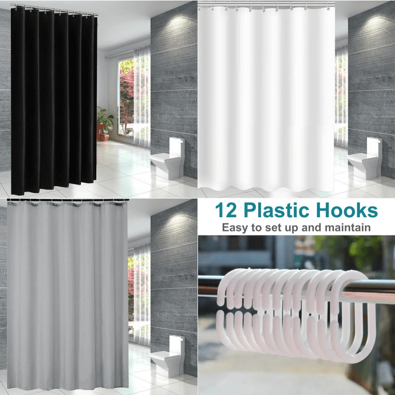 Waterproof Shower Curtain with 12 Hooks for Home Bathroom Decor