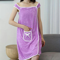 Coral Velvet Spa Wrap Towel with Thick Straps for Women