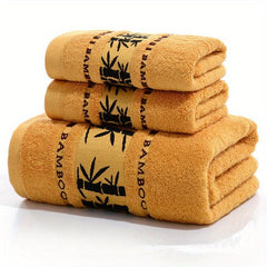 3pcs Bamboo Fiber Towel Set - 1 Bath Towel, 2 Hand Towels