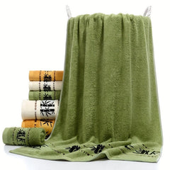 3pcs Bamboo Fiber Towel Set - 1 Bath Towel, 2 Hand Towels