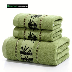 3pcs Bamboo Fiber Towel Set - 1 Bath Towel, 2 Hand Towels