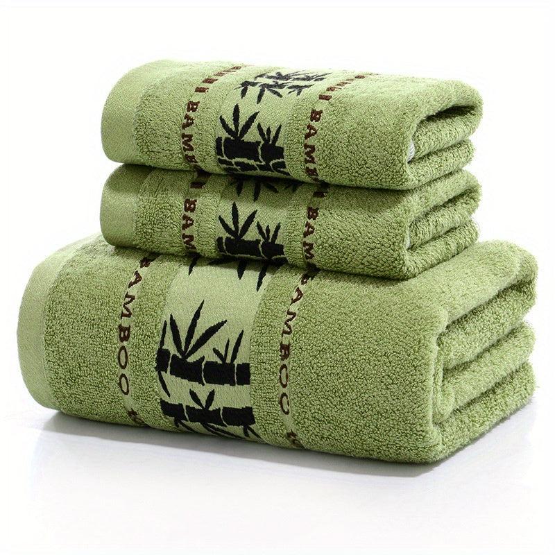 3pcs Bamboo Fiber Towel Set - 1 Bath Towel, 2 Hand Towels