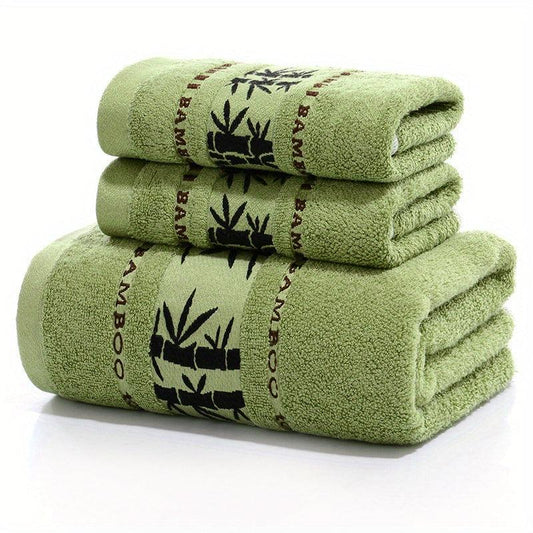 3pcs Bamboo Fiber Towel Set - 1 Bath Towel, 2 Hand Towels