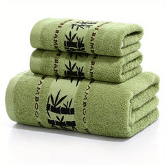 3pcs Bamboo Fiber Towel Set - 1 Bath Towel, 2 Hand Towels