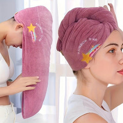 Rainbow Hair Towel with Button Quick Drying Hair Wrap Towel