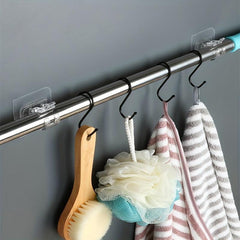 Telescopic Rod Hook Punch Door Curtain Rod Bracket Wall Mounted Support