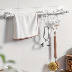 Telescopic Rod Hook Punch Door Curtain Rod Bracket Wall Mounted Support