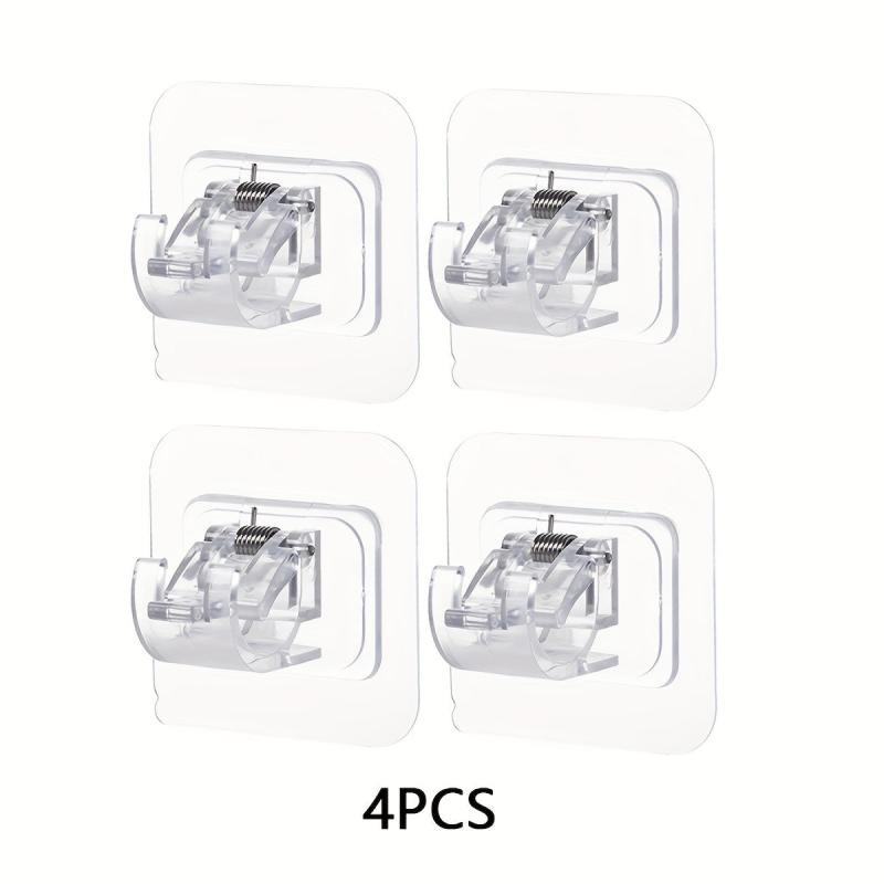 Telescopic Rod Hook Punch Door Curtain Rod Bracket Wall Mounted Support