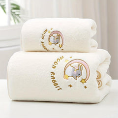 Cute Rabbit Bath Towel Set - Soft & Absorbent