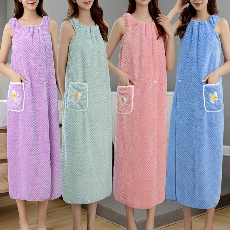Quick Drying Spa Wrap Towel with Pockets and Buttons