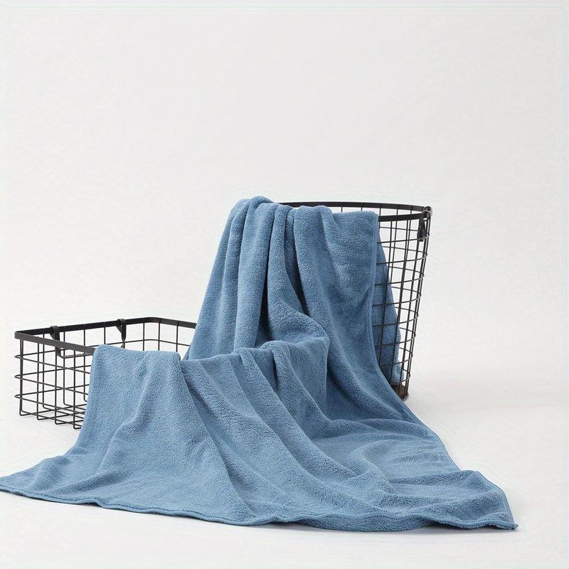 Embroidered Bath Towel Quick Dry Soft Solid Bath Sheet