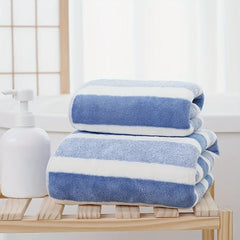 2pcs Striped Pattern Towel Set Soft Hand Towel Bath Towel Quick Drying