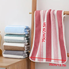 2pcs Striped Pattern Towel Set Soft Hand Towel Bath Towel Quick Drying