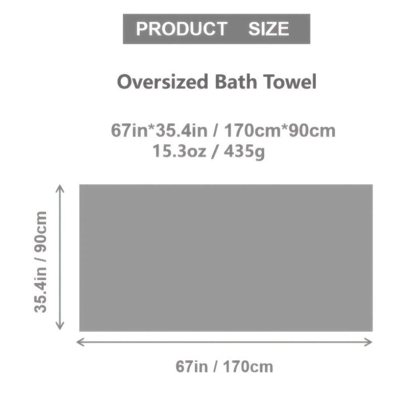 Soft Oversized Bath Towel Absorbent Plain Towel 170x89cm