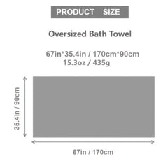 Soft Oversized Bath Towel Absorbent Plain Towel 170x89cm