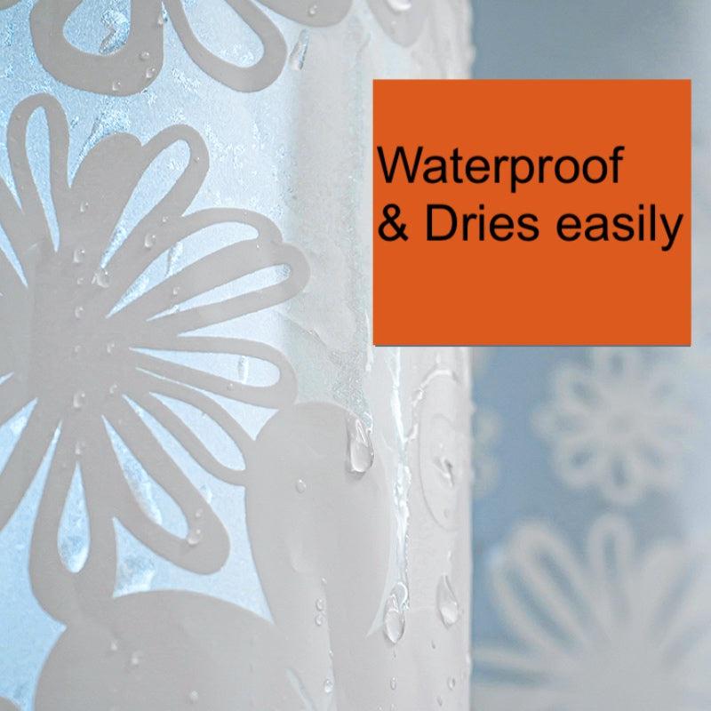 Semi-Transparent Flower Shower Curtain Liner with Hooks