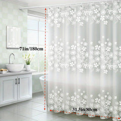 Semi-Transparent Flower Shower Curtain Liner with Hooks