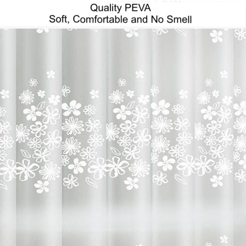 Semi-Transparent Flower Shower Curtain Liner with Hooks