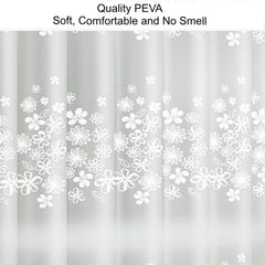 Semi-Transparent Flower Shower Curtain Liner with Hooks