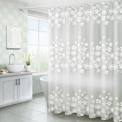 Semi-Transparent Flower Shower Curtain Liner with Hooks