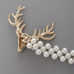 Elk & Faux Pearl Decor Curtain Holdback Tieback Buckle