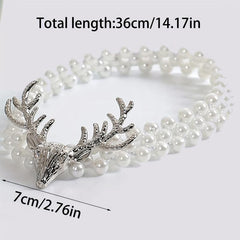 Elk & Faux Pearl Decor Curtain Holdback Tieback Buckle