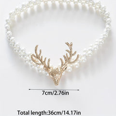 Elk & Faux Pearl Decor Curtain Holdback Tieback Buckle