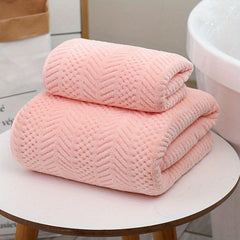 2pcs Coral Fleece Towel Set Soft Hand & Bath Towel Absorbent Thickened Towel