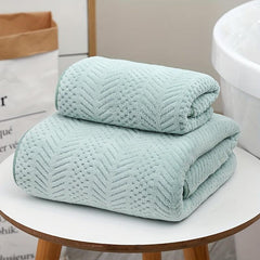 2pcs Coral Fleece Towel Set Soft Hand & Bath Towel Absorbent Thickened Towel