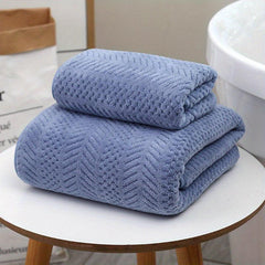 2pcs Coral Fleece Towel Set Soft Hand & Bath Towel Absorbent Thickened Towel