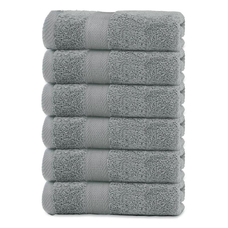 6pcs Hotel Hand Towel 34.8 x 73.66 cm Highly Absorbent Gray