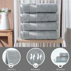 6pcs Hotel Hand Towel 34.8 x 73.66 cm Highly Absorbent Gray