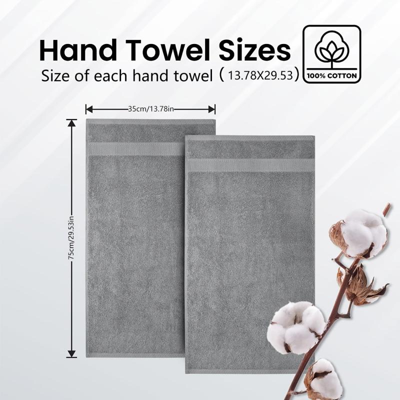 6pcs Hotel Hand Towel 34.8 x 73.66 cm Highly Absorbent Gray