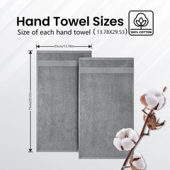 6pcs Hotel Hand Towel 34.8 x 73.66 cm Highly Absorbent Gray