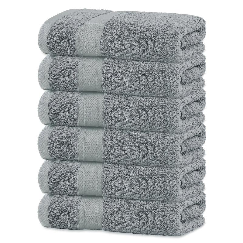 6pcs Hotel Hand Towel 34.8 x 73.66 cm Highly Absorbent Gray