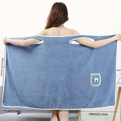 Large Soft & Thick Bath Towel with Bow Pocket & Strap, 31.5x53.15in