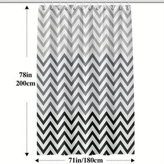 Wavy Plastic Shower Curtain with 12 Hooks - Waterproof and Mildew Proof