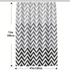 Wavy Plastic Shower Curtain with 12 Hooks - Waterproof and Mildew Proof