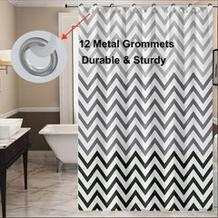 Wavy Plastic Shower Curtain with 12 Hooks - Waterproof and Mildew Proof