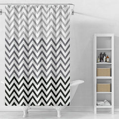 Wavy Plastic Shower Curtain with 12 Hooks - Waterproof and Mildew Proof