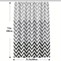 Wavy Plastic Shower Curtain with 12 Hooks - Waterproof and Mildew Proof
