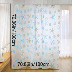 Starfish Shell Pattern Shower Curtain 70x86in