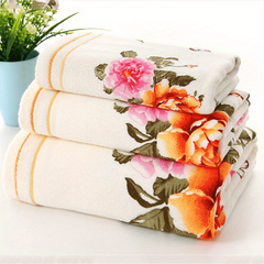 Soft Flower Pattern Hand Towel 29.53x13.78in
