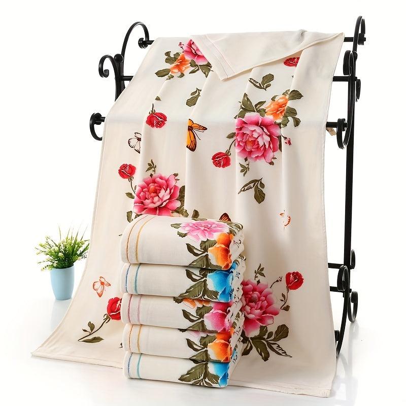 Soft Flower Pattern Hand Towel 29.53x13.78in