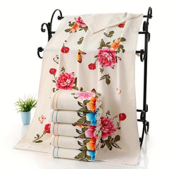 Soft Flower Pattern Hand Towel 29.53x13.78in