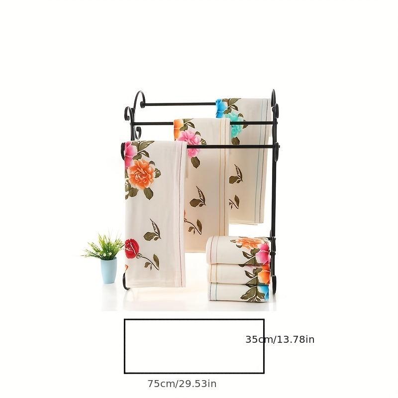 Soft Flower Pattern Hand Towel 29.53x13.78in