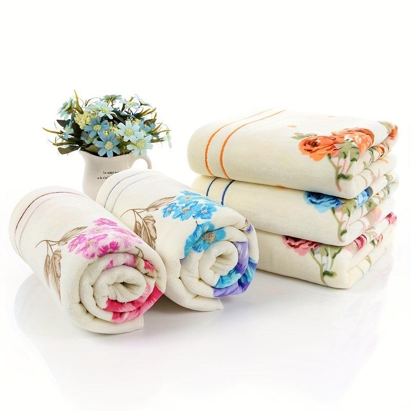 Soft Flower Pattern Hand Towel 29.53x13.78in