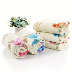 Soft Flower Pattern Hand Towel 29.53x13.78in
